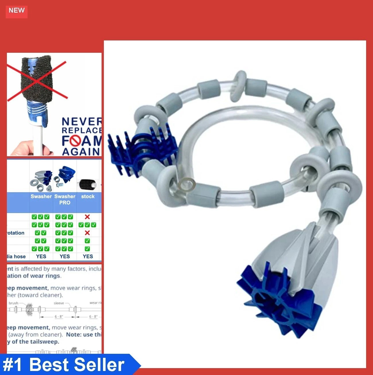 Pool Cleaner Tail Sweep Hose 9/16 Inch Replacement for Pressure Side Cleaners