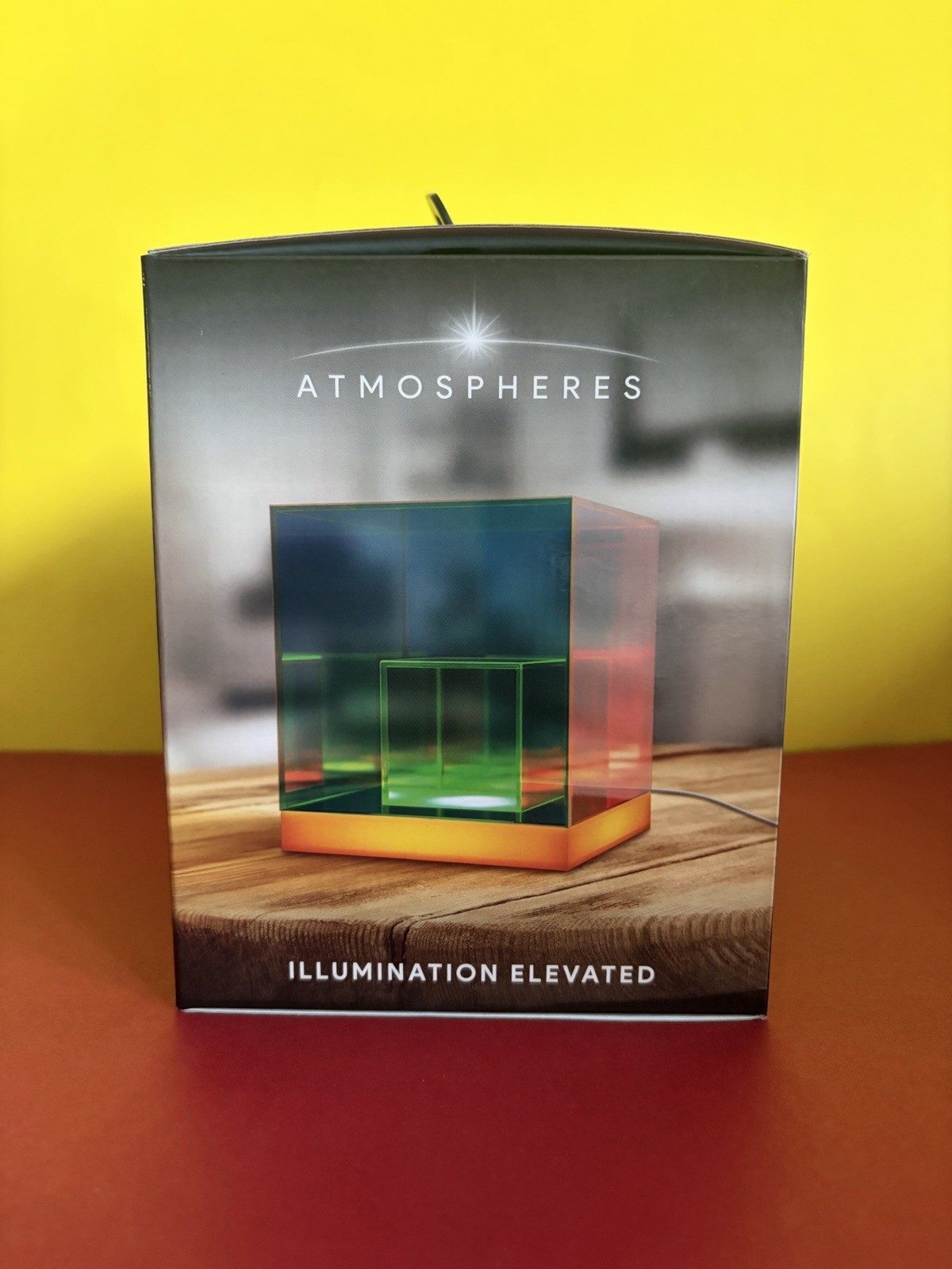 Atmospheres Iridescent Infinity Cube LED Desk Lamp 16 RGB Colors Remote NEW
