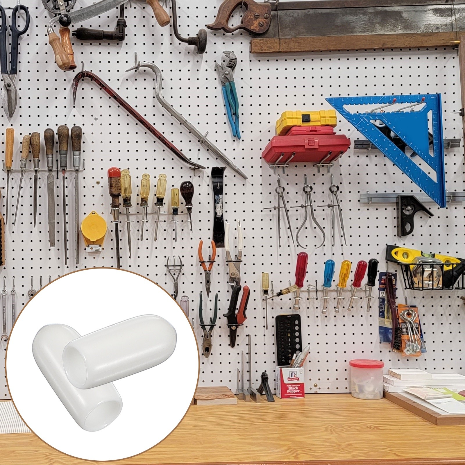 100pcs Pegboard Hook Tip Protector Rubber End Caps Inner Dia 5mm White