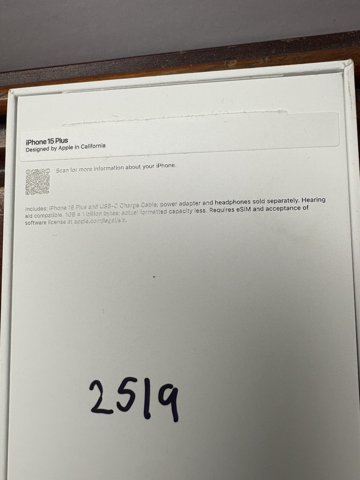 BOX ONLY - Apple iPhone 15 Plus -BOX ONLY-