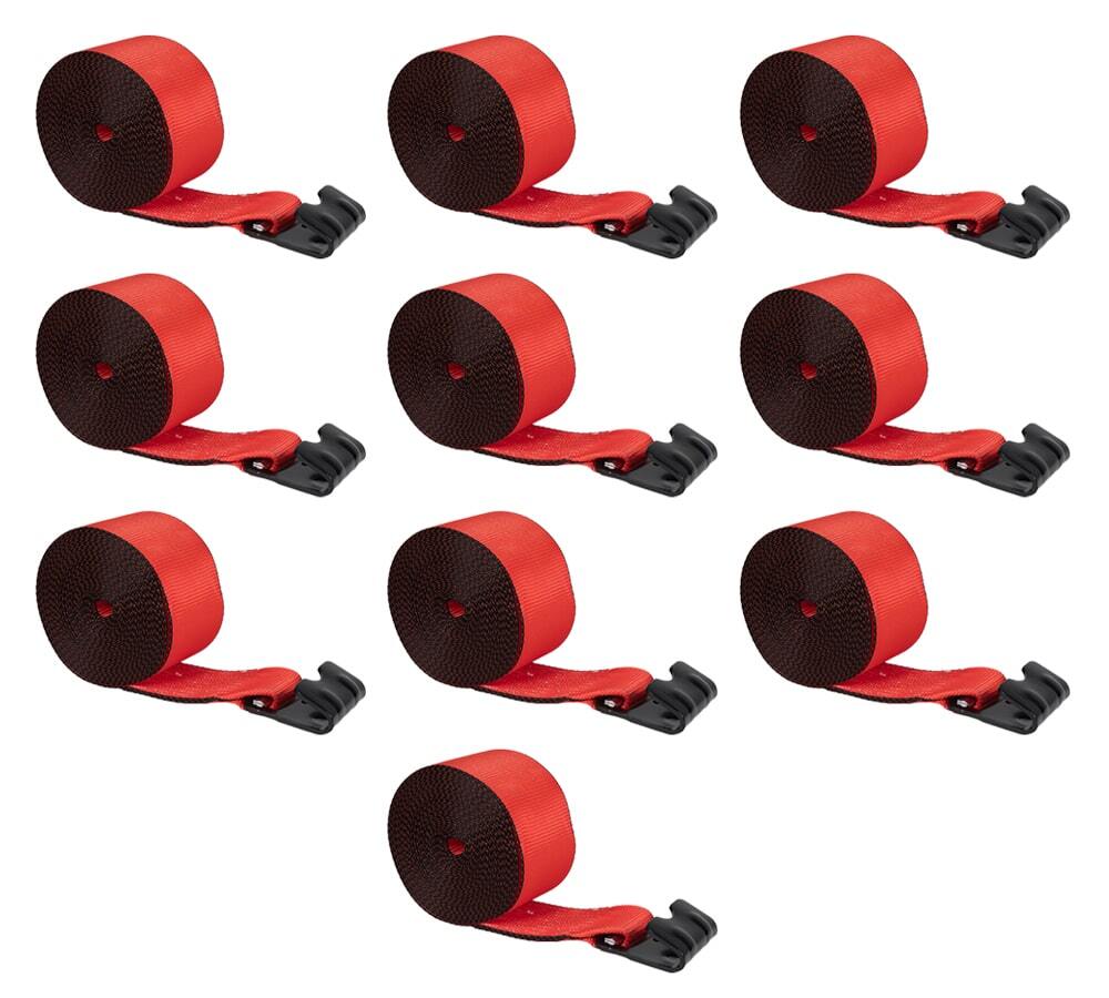 10 Pack 4"x40' Red Winch Straps w/ Flat Hook WLL 5400 # Cargo Control for Fla...