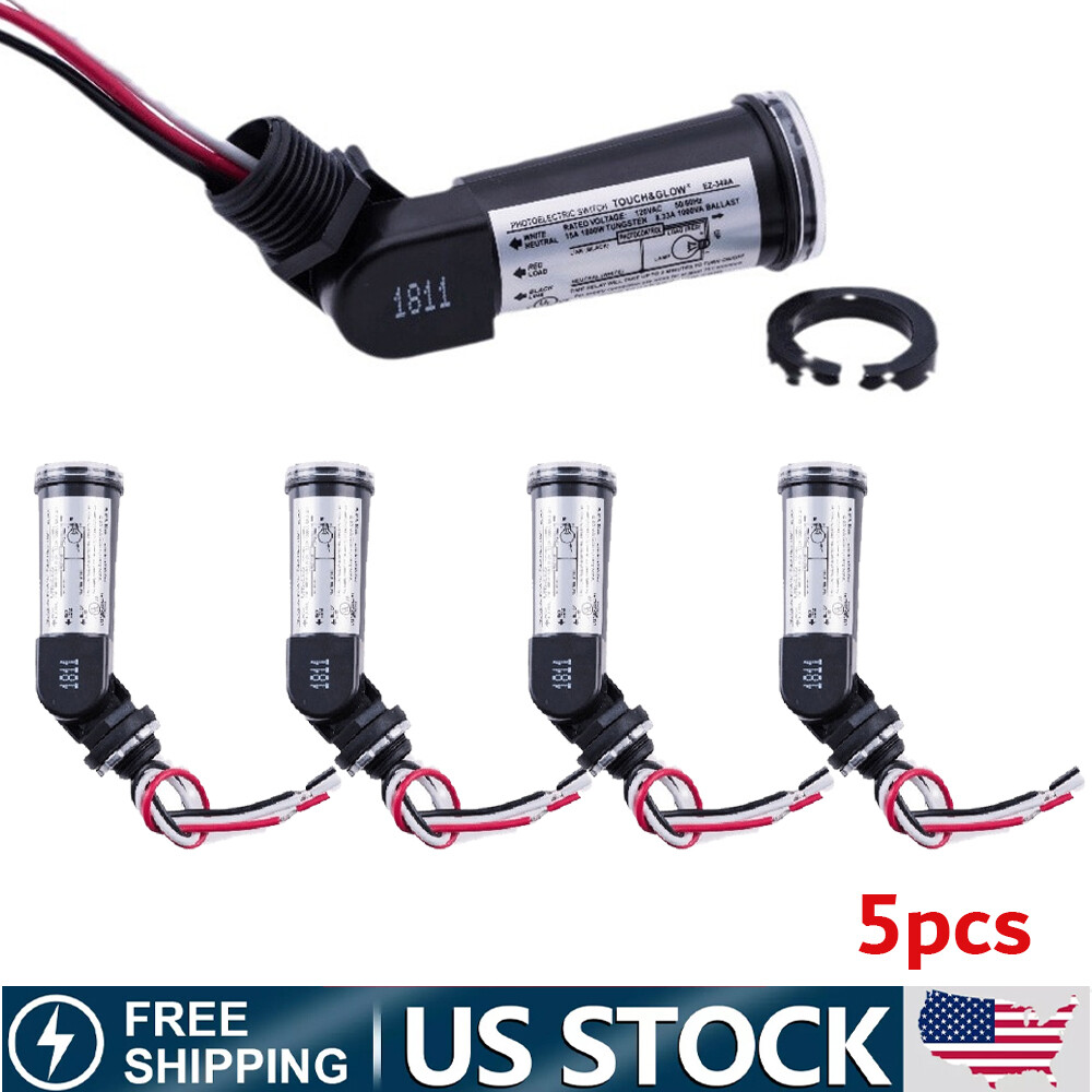 5 LED Dusk to Dawn Outdoor Swivel Photo Cell Light Control Photocell Sensor 120V