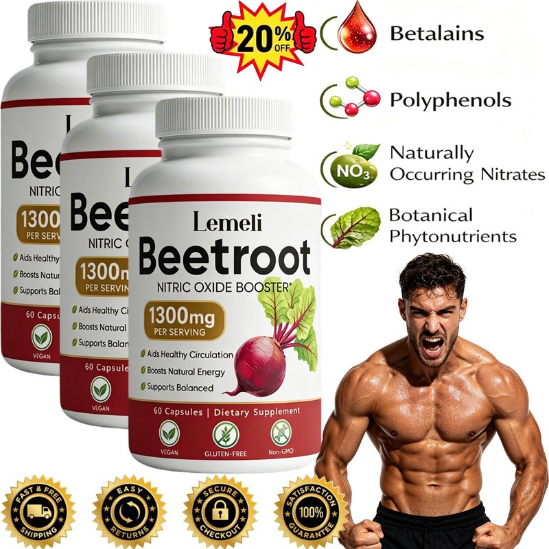 5 PCS Share Lemeli Beetroot - 1300mg, Lemeli Beet Root Supplement 60 Capsules