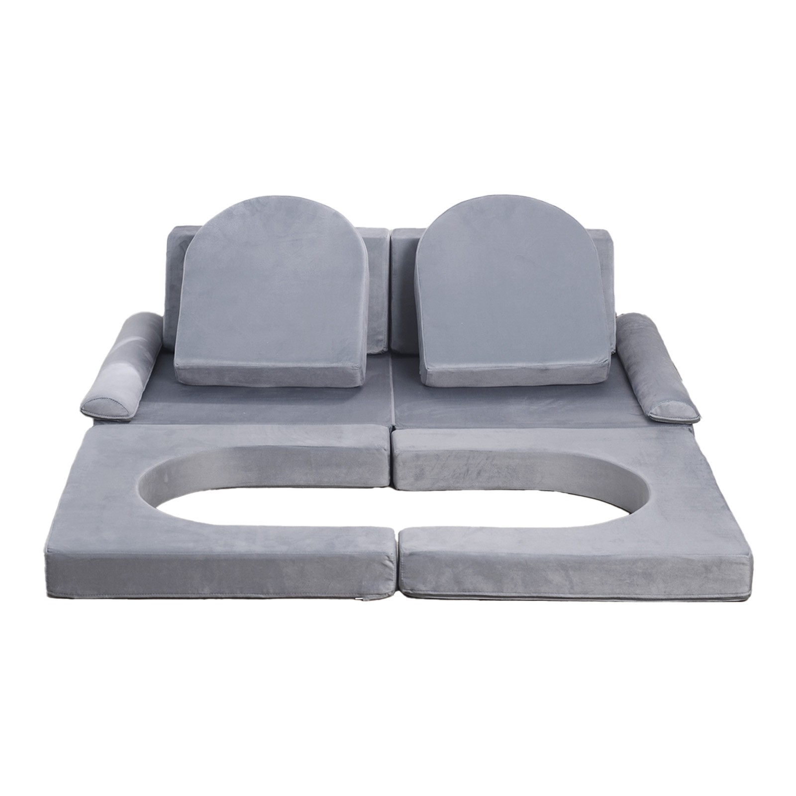 VEVOR Modular Kids Play Couch Sectional Toddler Sofa with Armrests 10 Pcs Gray