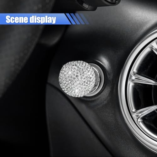 YoRise Bling Car Push Start Button Cover, Rhinestone Car Start Button White