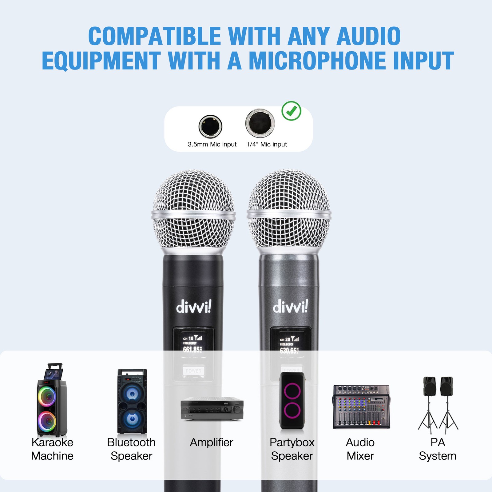 divvi! Wireless Microphone (Pair) with Case (Open Box) Box Damage