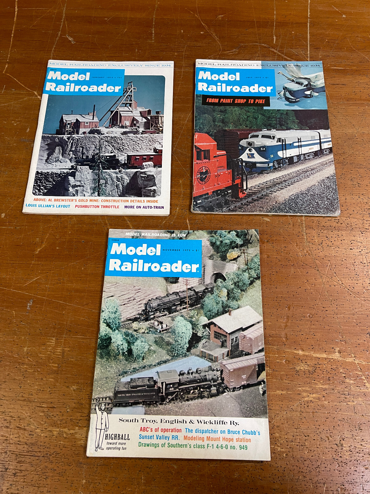 Model Railroader Magazine Lot of 3 - January 1975, July 1975 & November 1975 VTG