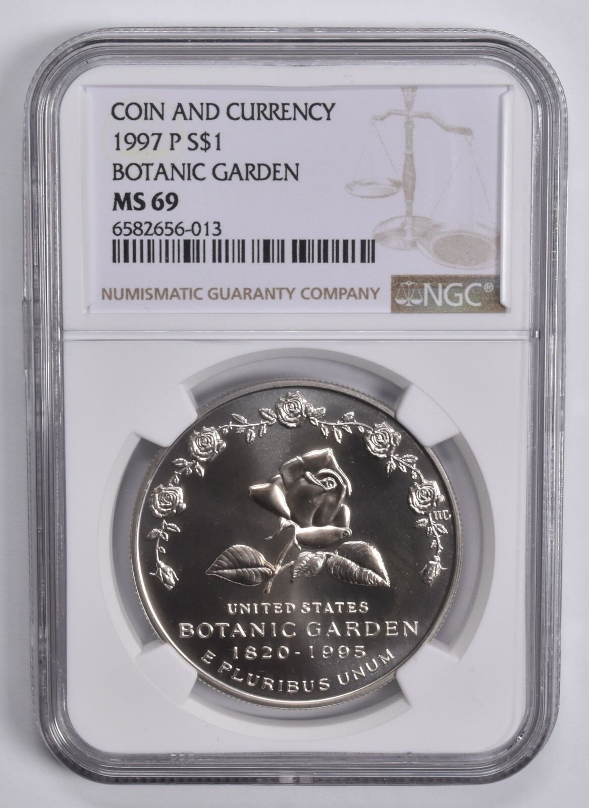 1997-P Botanical Garden Commem. Silver Dollar Coin & Currency MS69 NGC
