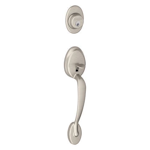 Schlage F58PLY619 Plymouth Single Cylinder Exterior Entrance Handleset, Nickel