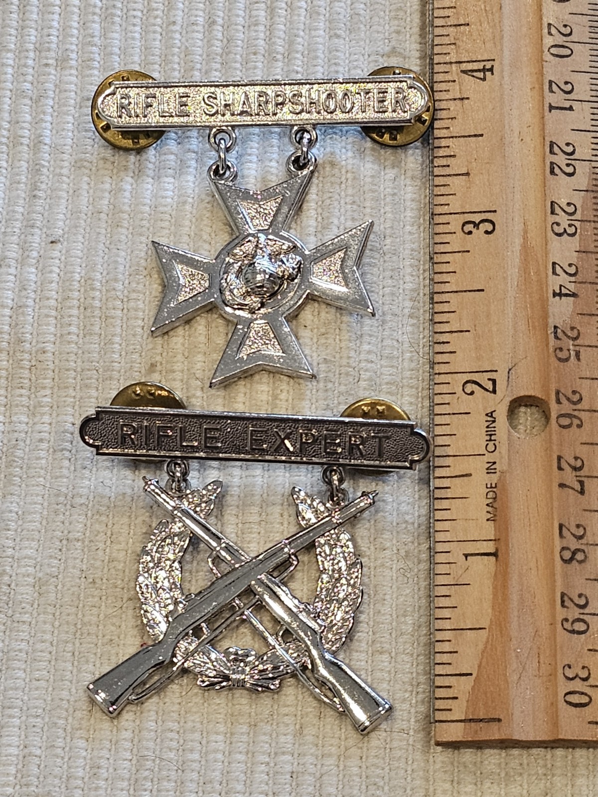 1960s USMC Marine Vietnam Cold War Expert Rifle Pistol Shooting Badge Set L@@K!!