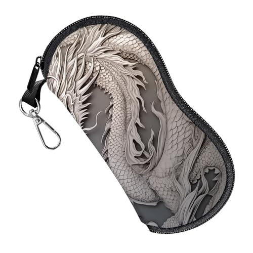Glasses Case Eyeglass Sunglasses Zipper Soft Neoprene Ultra E8-white Dragon