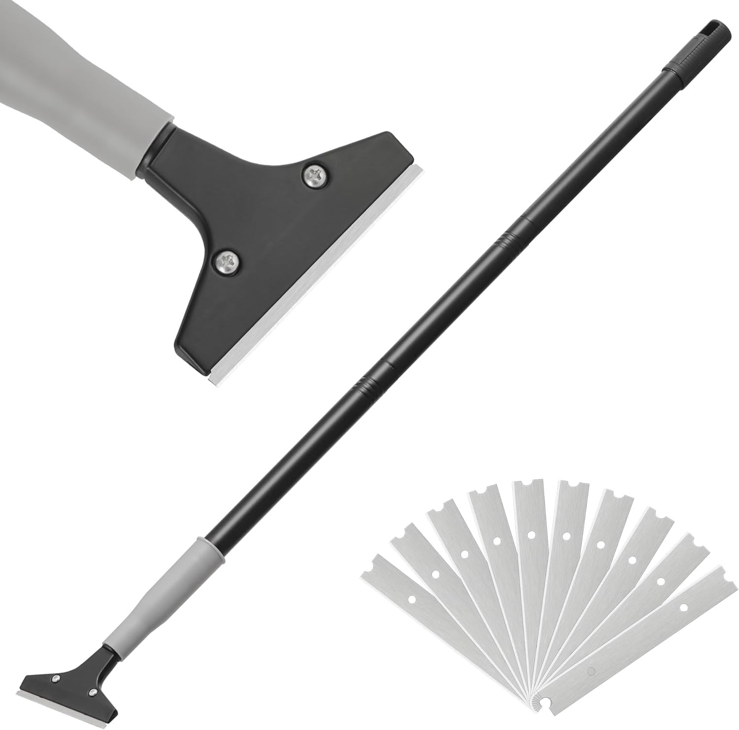 50" Heavy Duty Floor Scraper, 4" Blade, 10 Blades, Tile/Glass/Wall