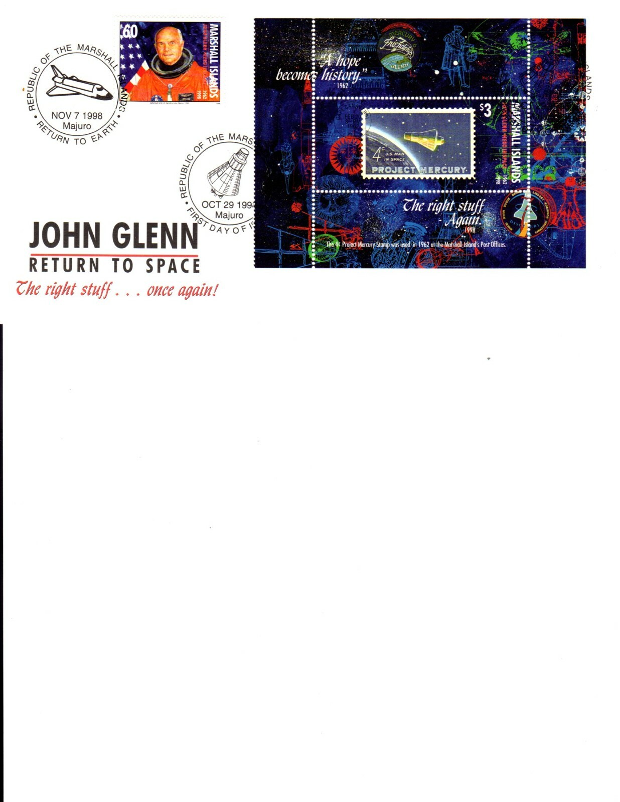 John Glenn Hero in Space - Double Commemorative First Day Cover