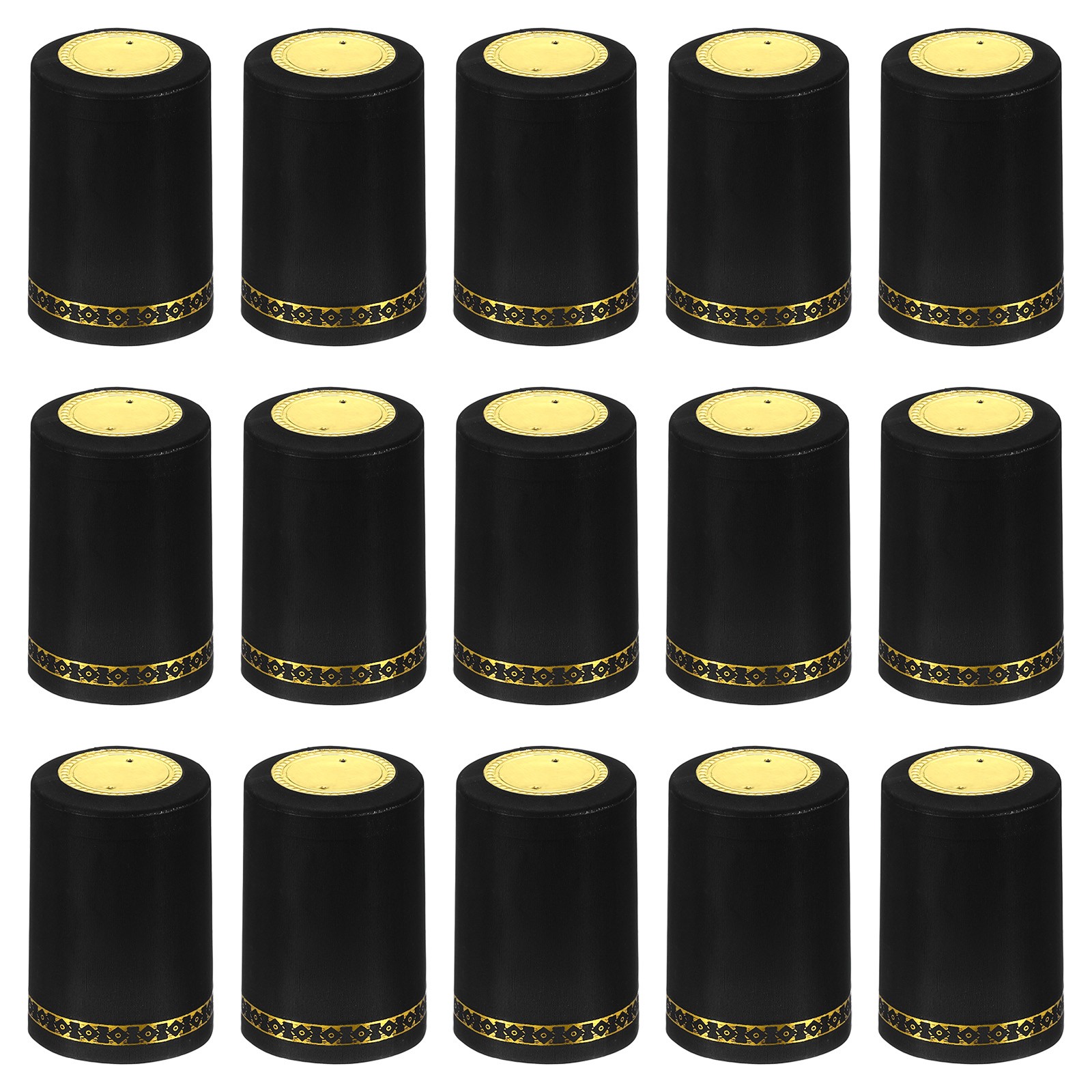 PVC Heat Shrink Cap for Wine Bottle, 50 Pcs 33x50mm Flower Pattern Black