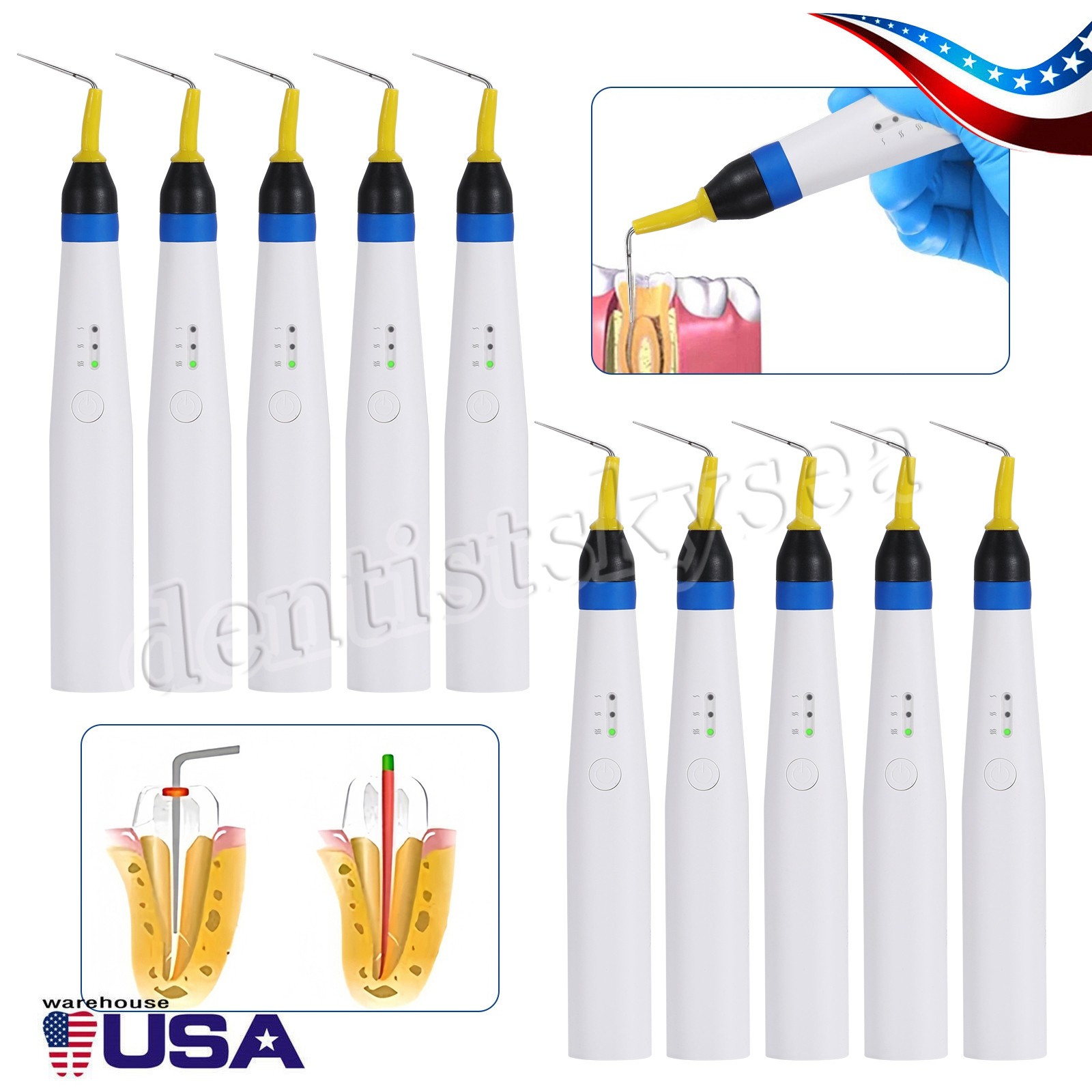 1-10 Dental Cordless Gutta Percha Obturation System Endo Heated Pen With 2 Tips