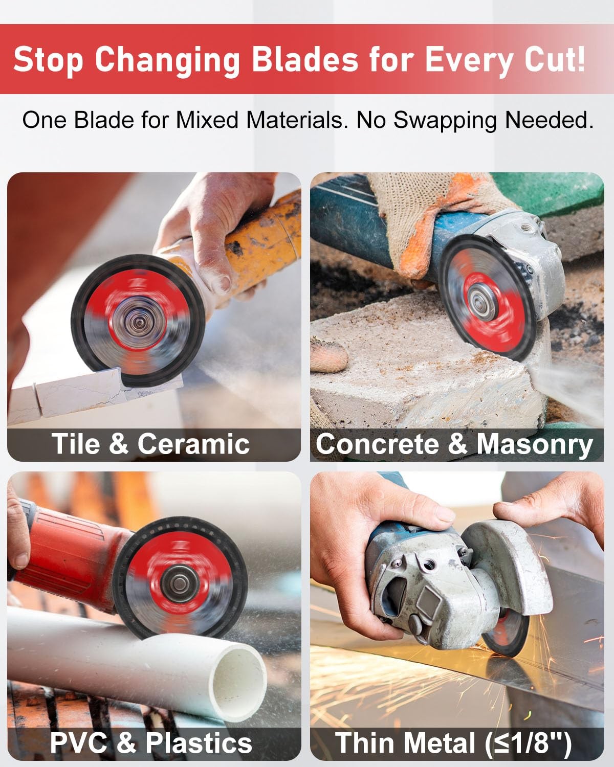 4-1/2" Diamond Multi Purpose Saw Blade, 2 Pack Indestructible Disc for Grinde...