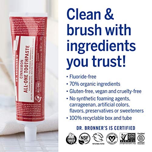 Dr. Bronner’s - All-One Toothpaste (Cinnamon, 5 Ounce) - 70% Organic