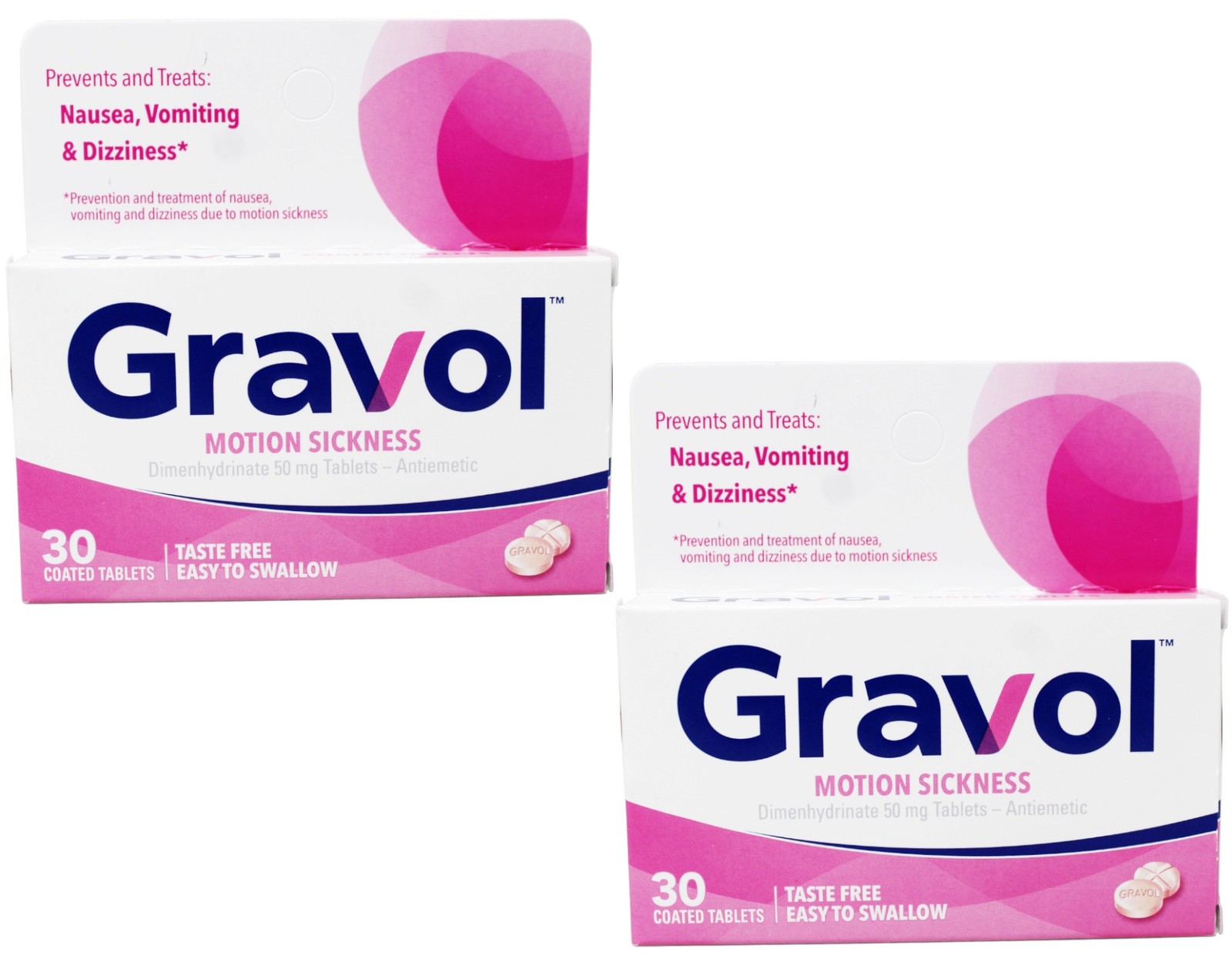 Gravol Motion Sickness Relief Prevention Travel Essentials 50 mg 30 Count 2 Pack