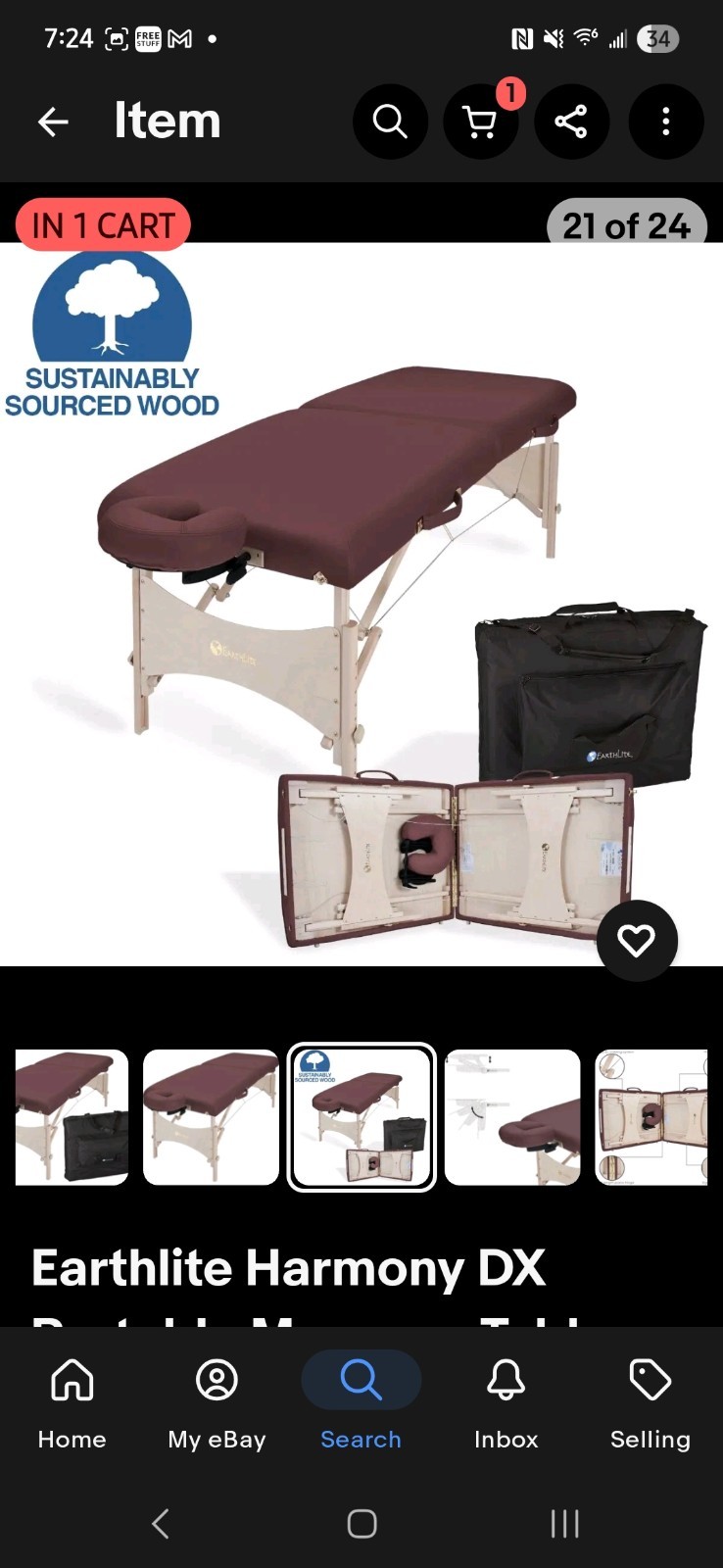 Earthlite Harmony DX Portable Massage Table Full Std Package w/ Headrest & Case