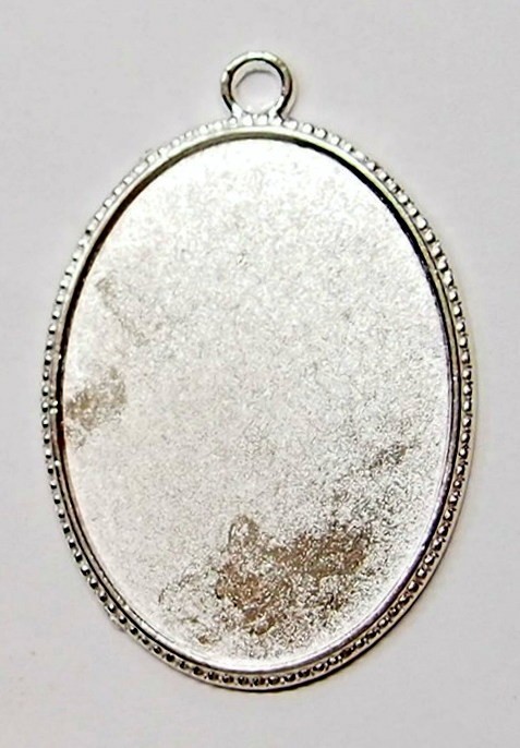 4 of 39x29mm Shiny Silver Victorian Simple Beaded Band Pendant Settings