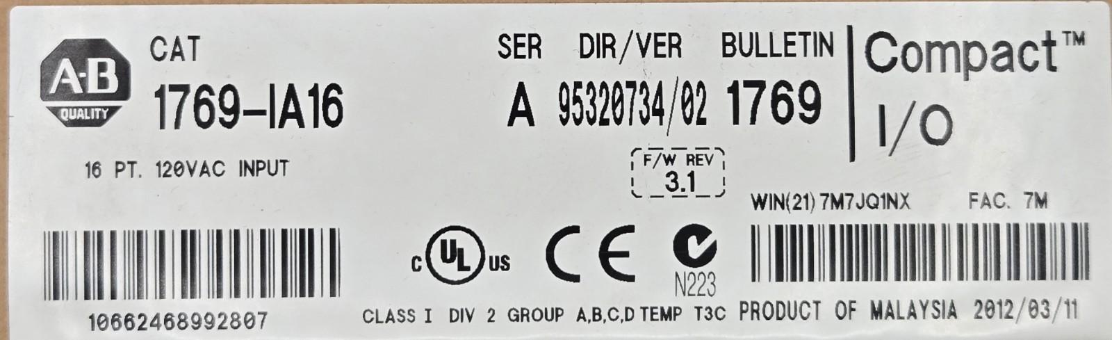 Allen-Bradley 1769-IA16 PLC Input Module