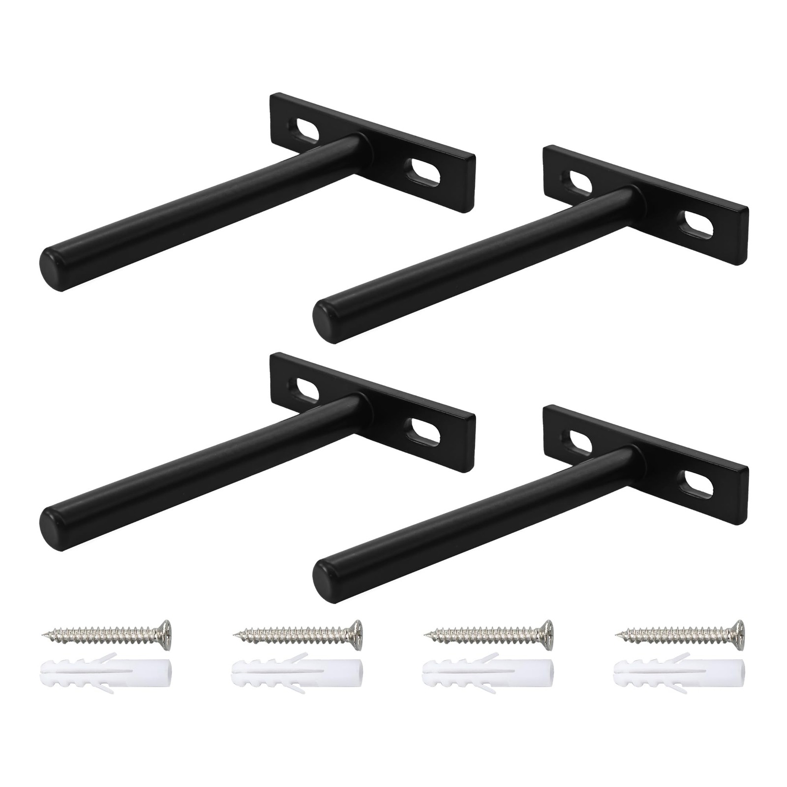 4 PCS 4 Inch Black Floating Shelf Brackets Heavy Duty Hidden Supports Wood