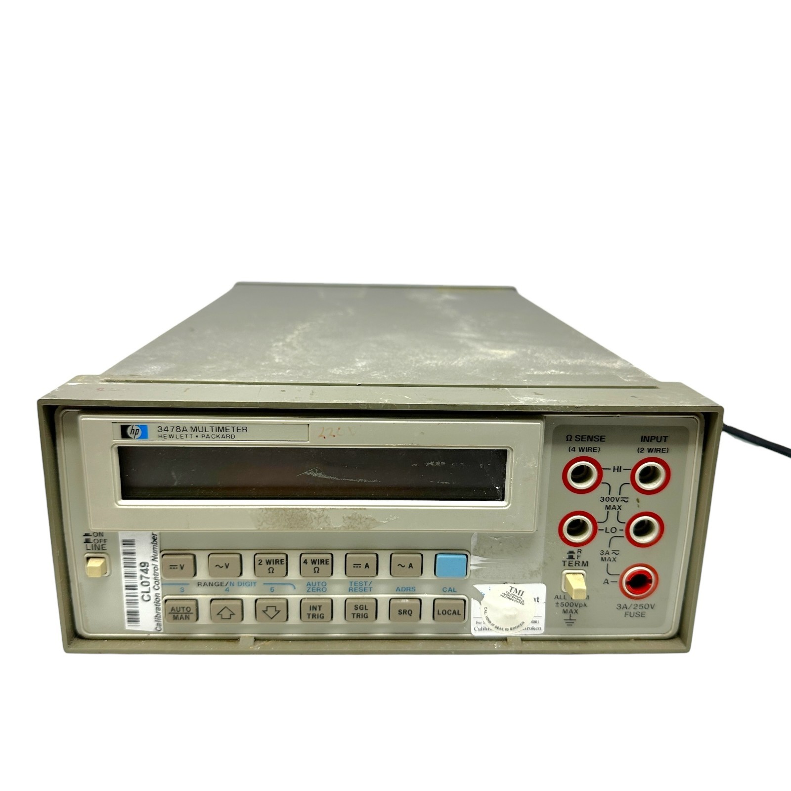 HP Hewlett Packard 3478A Digital Multimeter - Bench Top DMM - FOR PARTS/REPAIR