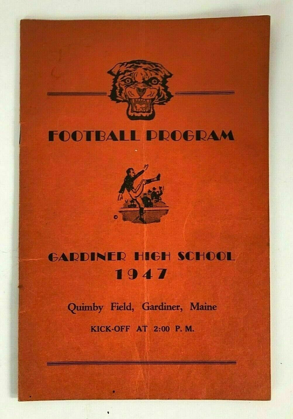1947 Football Program Gardiner High School Quimby Field