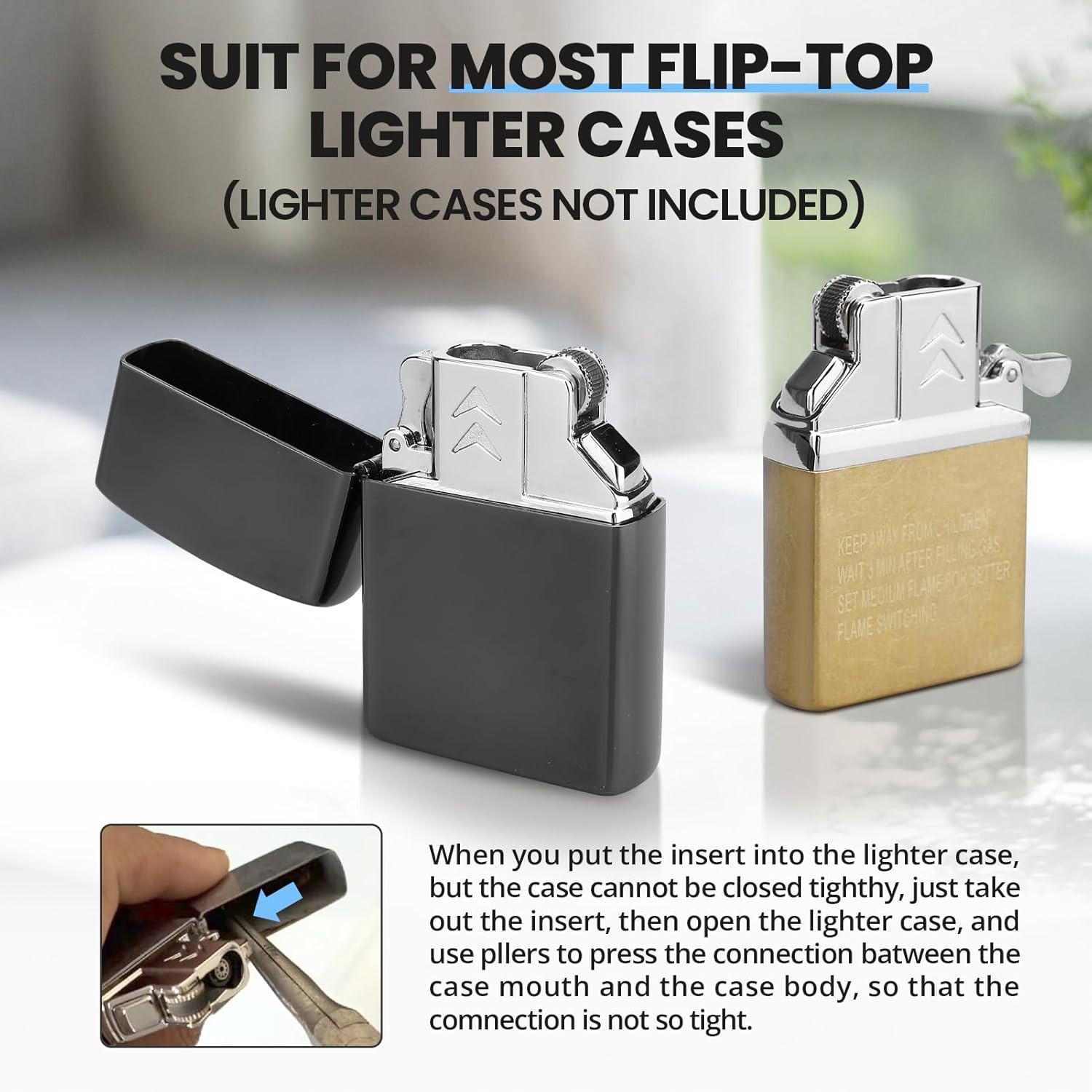 Durable Metal Butane Lighter Insert - Dual Torch & Soft Flame for Versatile Use