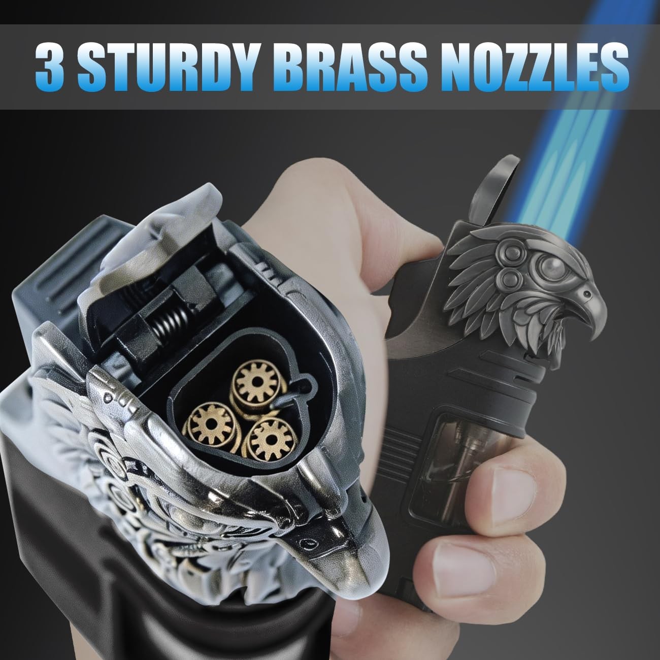 Torch Lighter, Triple Jet Flame Butane Refill Small Lighters, Black