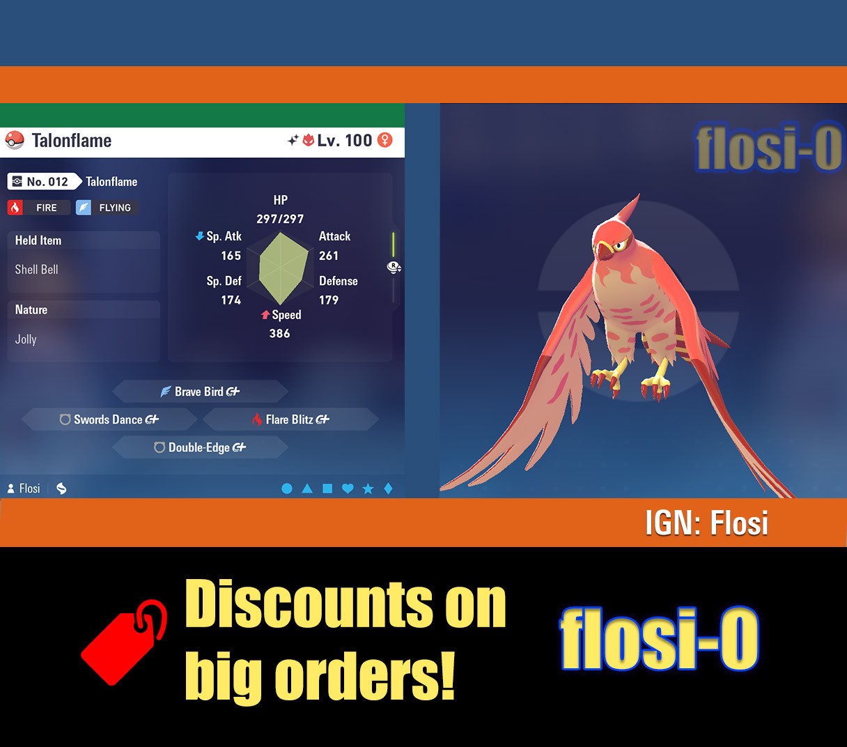 6IV Shiny Talonflame Pokemon Legends ZA (Legends Z-A)