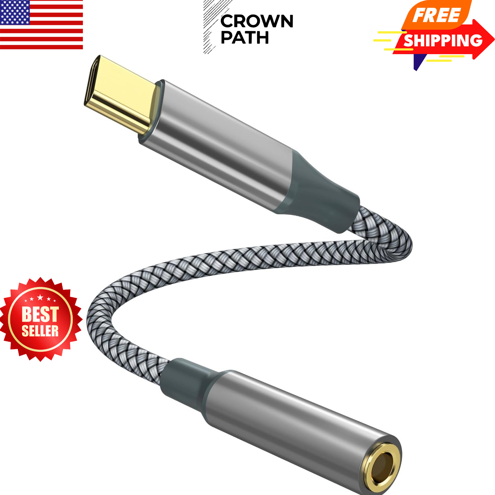 USB C to Aux Audio Dongle Cable Cord, Type C to 3.5Mm Female Headphone Jack Adap