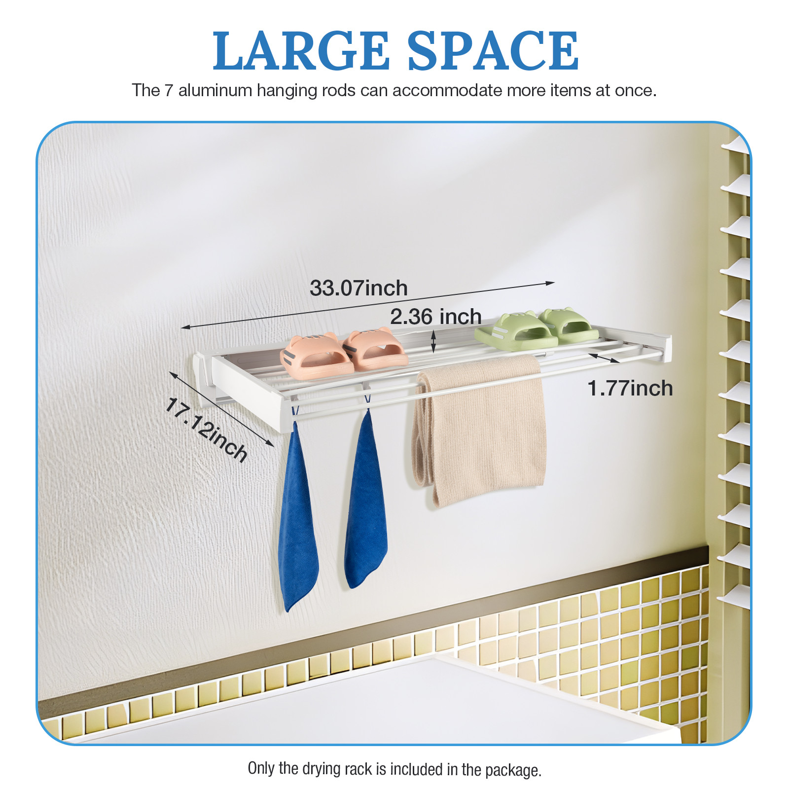 Wall-mounted Laundry Clothes Storage Drying Rack Retractable Dryer Hanger White