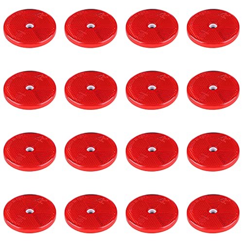 Red 16 Pack Front Round Reflector for Driveway Fence Posts Trailers