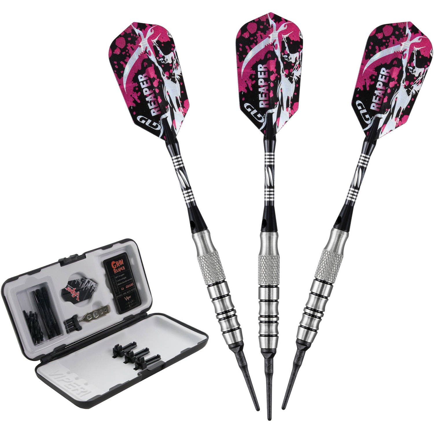Viper Grim Reaper Tungsten Soft Tip Darts Black Rings 16 Grams