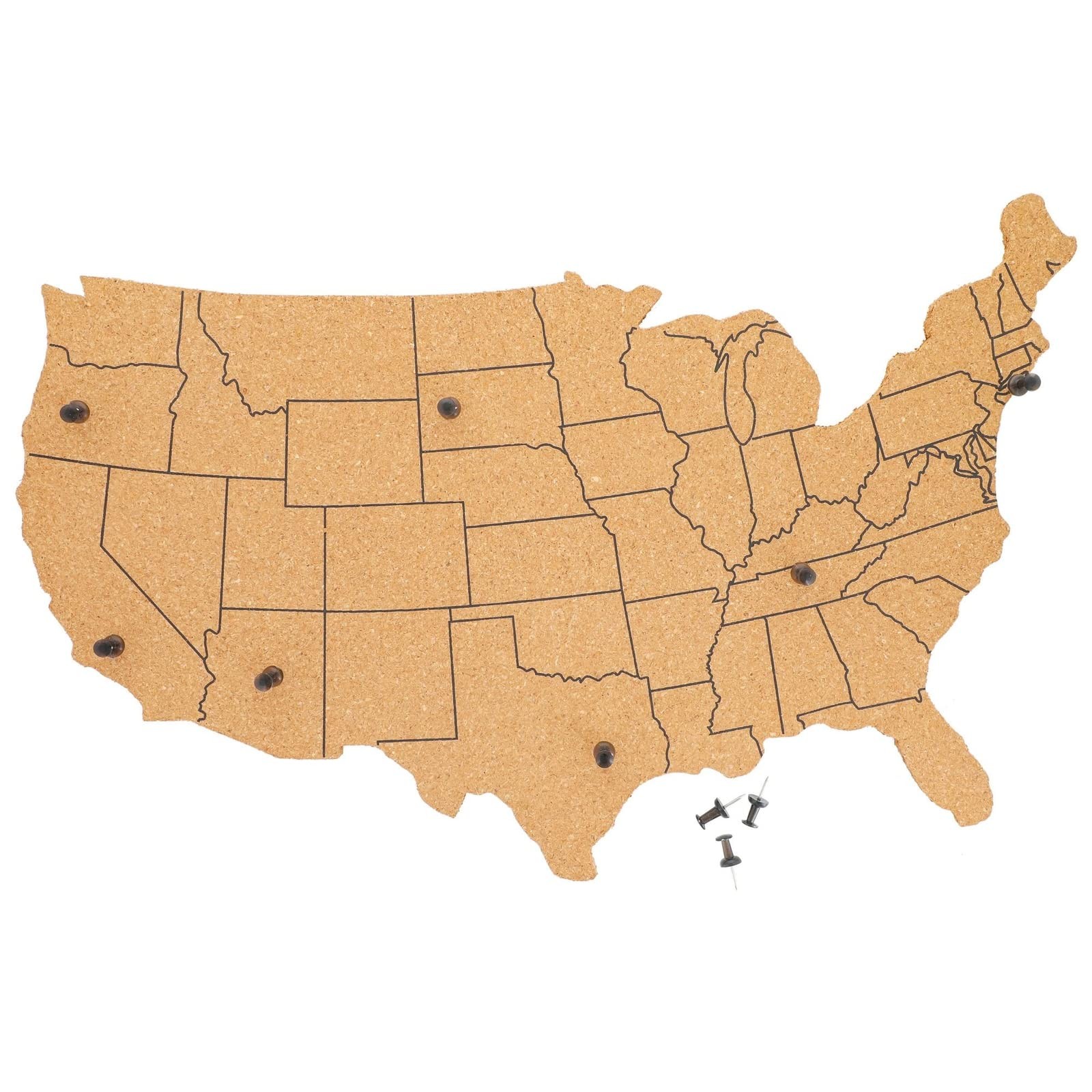Juvale US Map Cork Board - Travel Tracking with 16 x 10 Inches, Brown