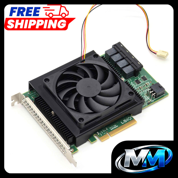 LSI 9300-16i SAS HBA 80 mm Cooling Fan Included + Shroud All-In-One Cooler Kit