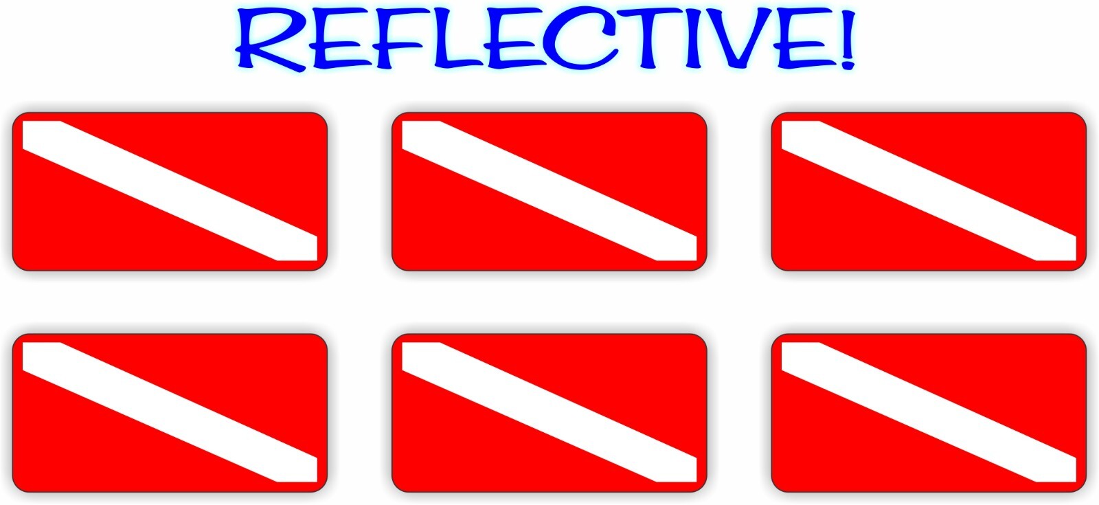 6 mini REFLECTIVE Scuba Symbol Gear Stickers | Vinyl Waterproof Decals Dive Mask