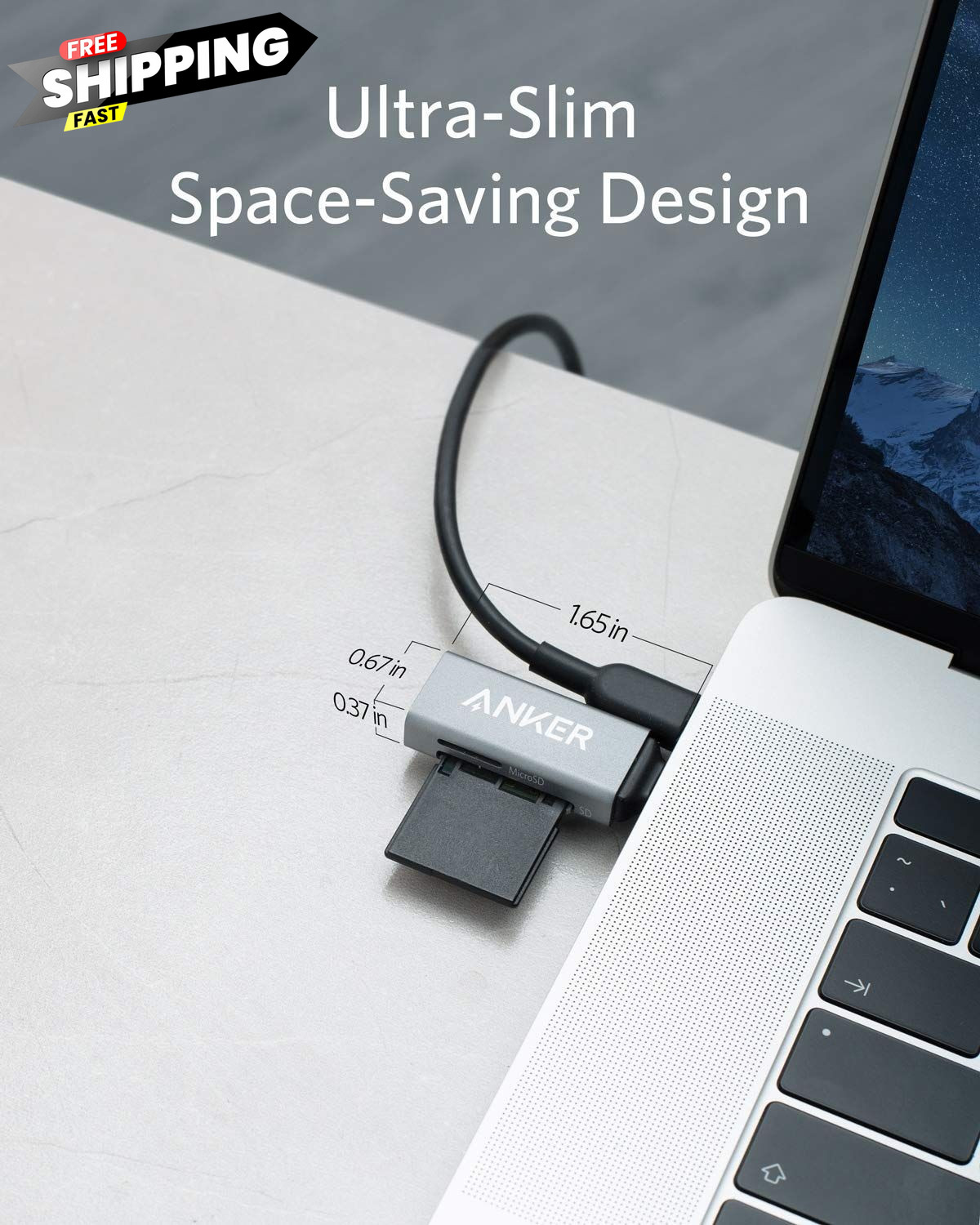 Anker SD Card Reader, 2-in-1 USB C Memory Reader C Grey