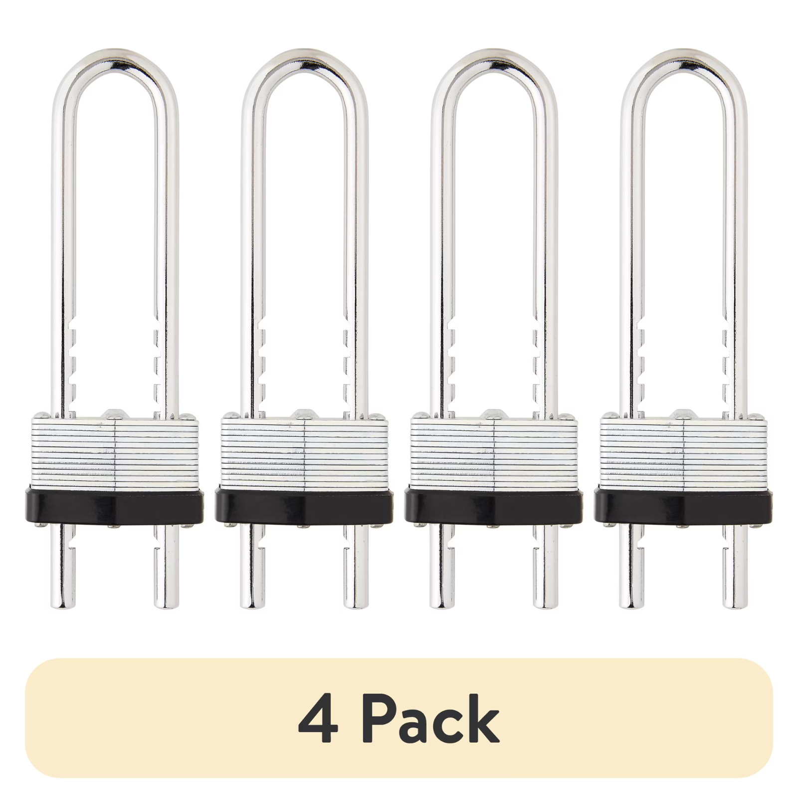 (4 pack) Hyper Tough 44mm Laminated Steel Padlock with Adjustable Shackle