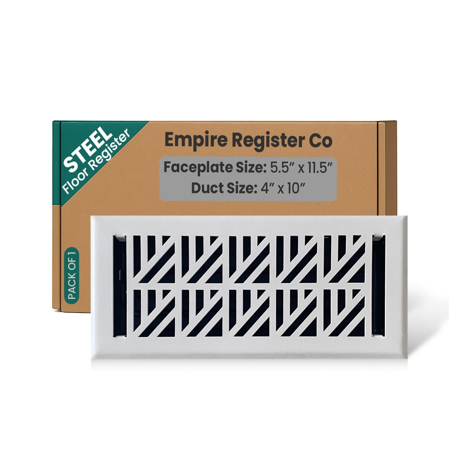 Empire Register Co, Vent Cover - 4x10 inch, Abstract Design, White Finish, He...