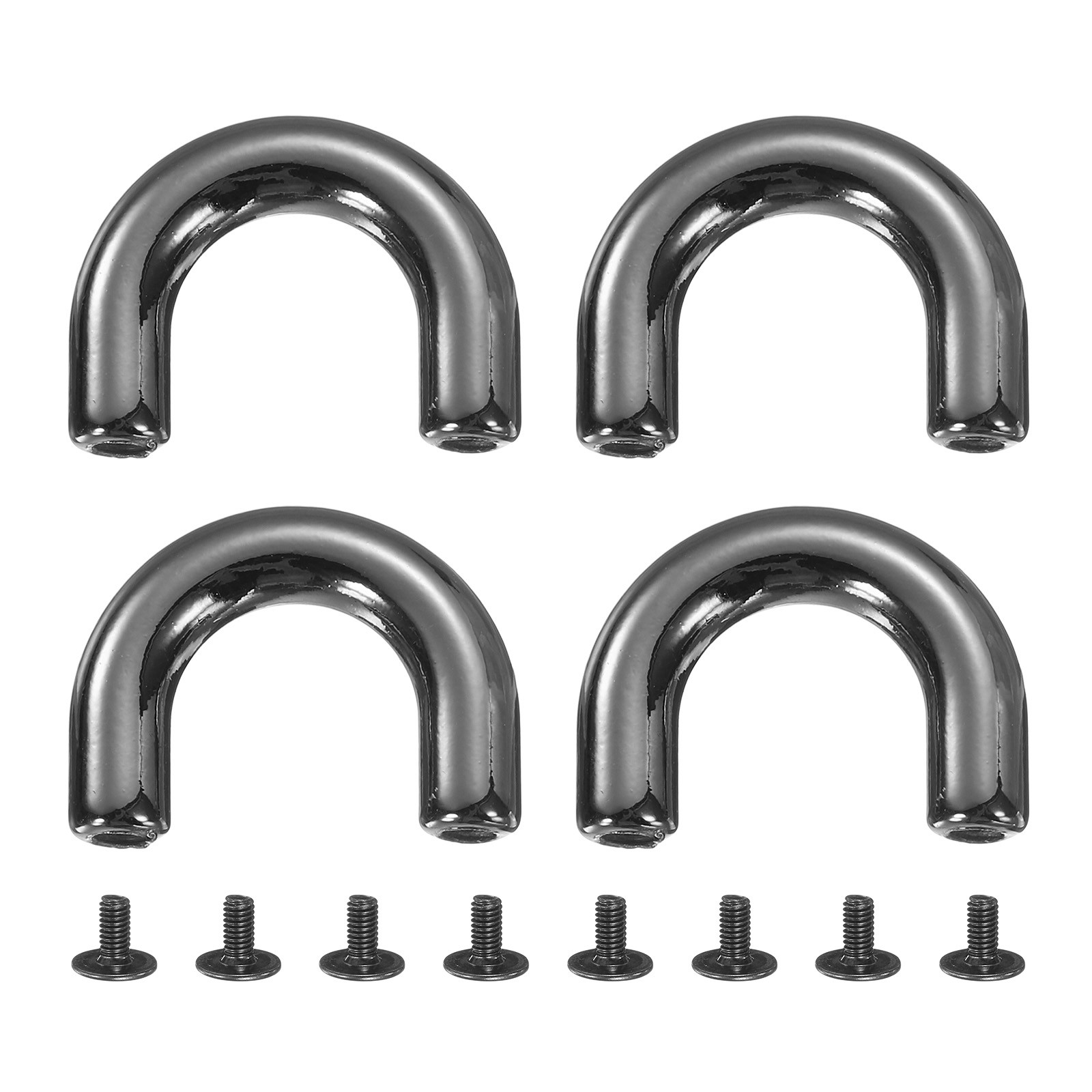4Pcs Arch Bridge D-Ring Buckles Chain Strap Connector (Black, 0.9 x 0.2 Inch)