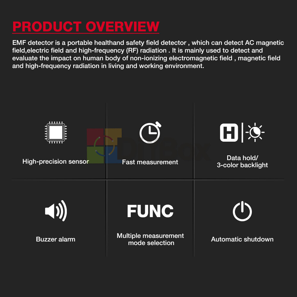 HABOTEST Radiation Detector EMF Meter HT627 Digital Electromagnetic Frequency