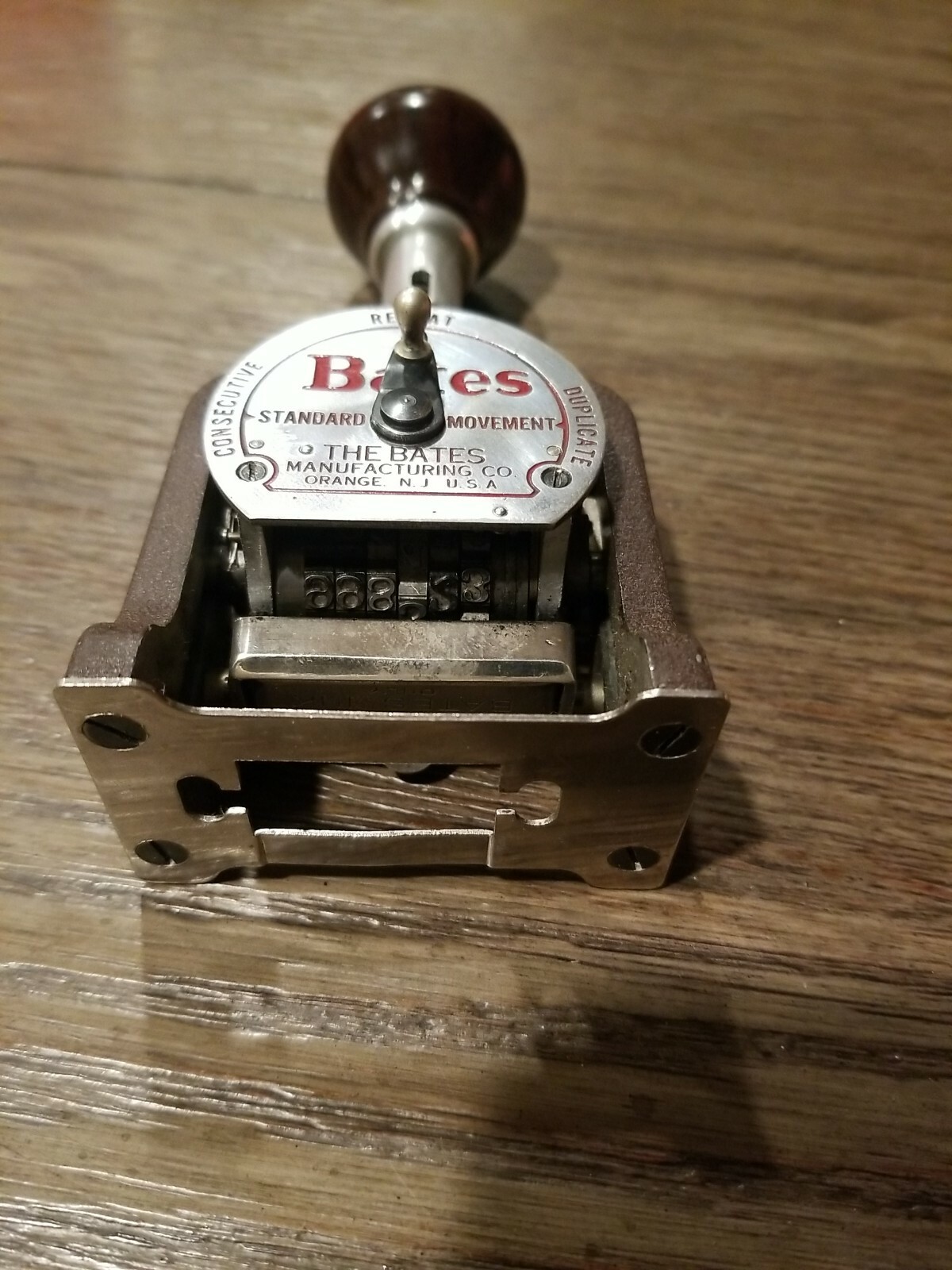 Bates Vintage Numbering Machine Stamper 6 Wheel Style E