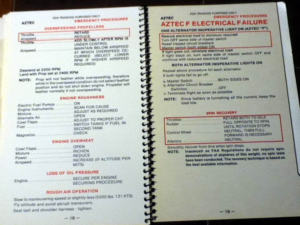 Piper Aztec F Checklist