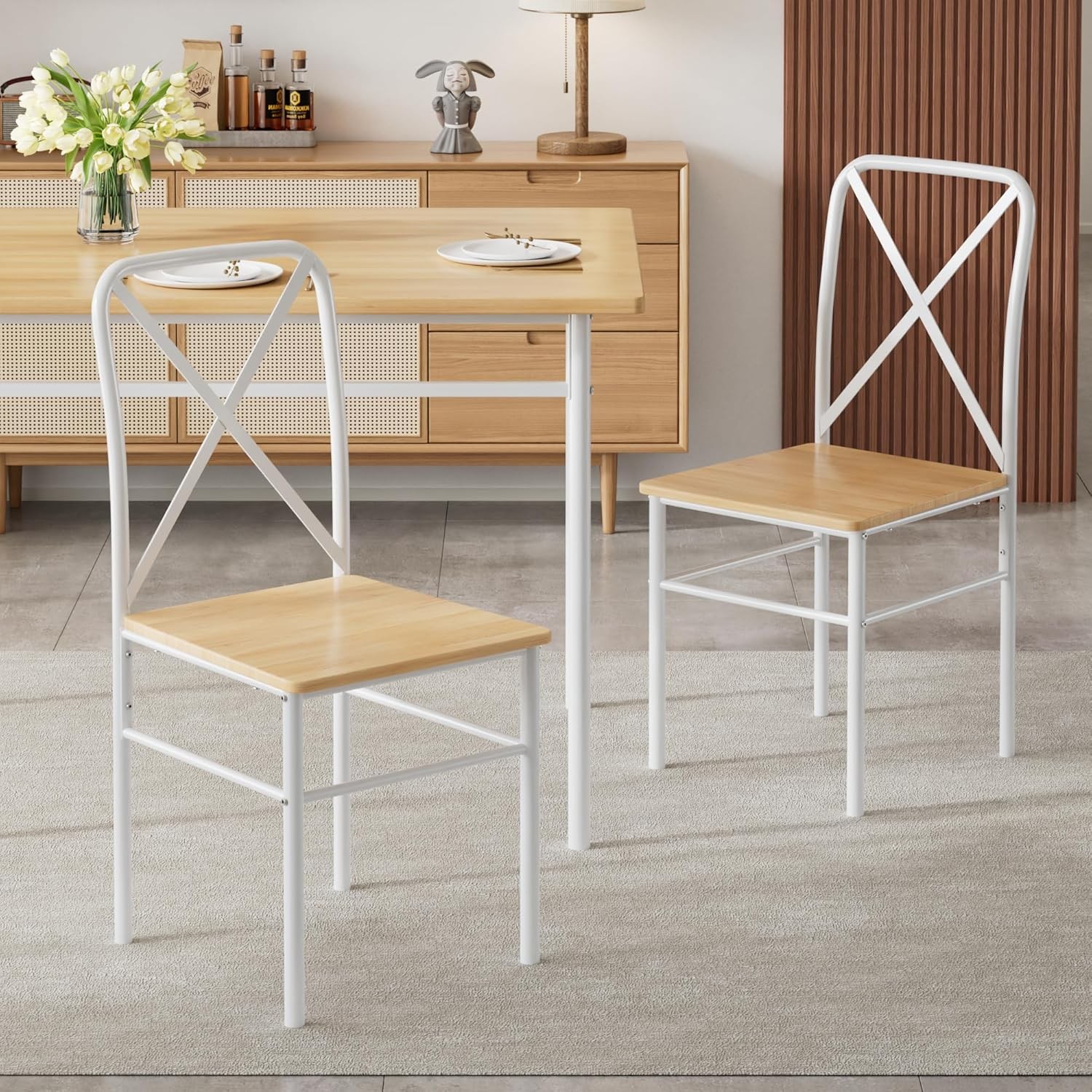 5-Piece Kitchen Dining Table Set Wood Tabletop & Heavy-Duty Metel Frame