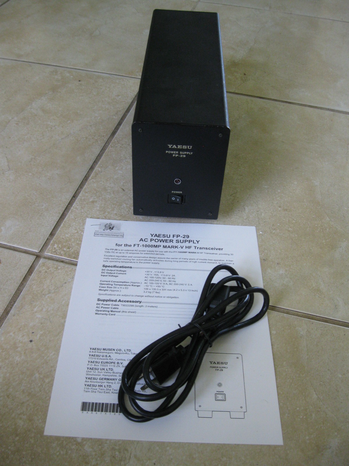 Yaesu FP-29 Power Supply for FT-1000MP Mark V (200W)  in Good shape working well
