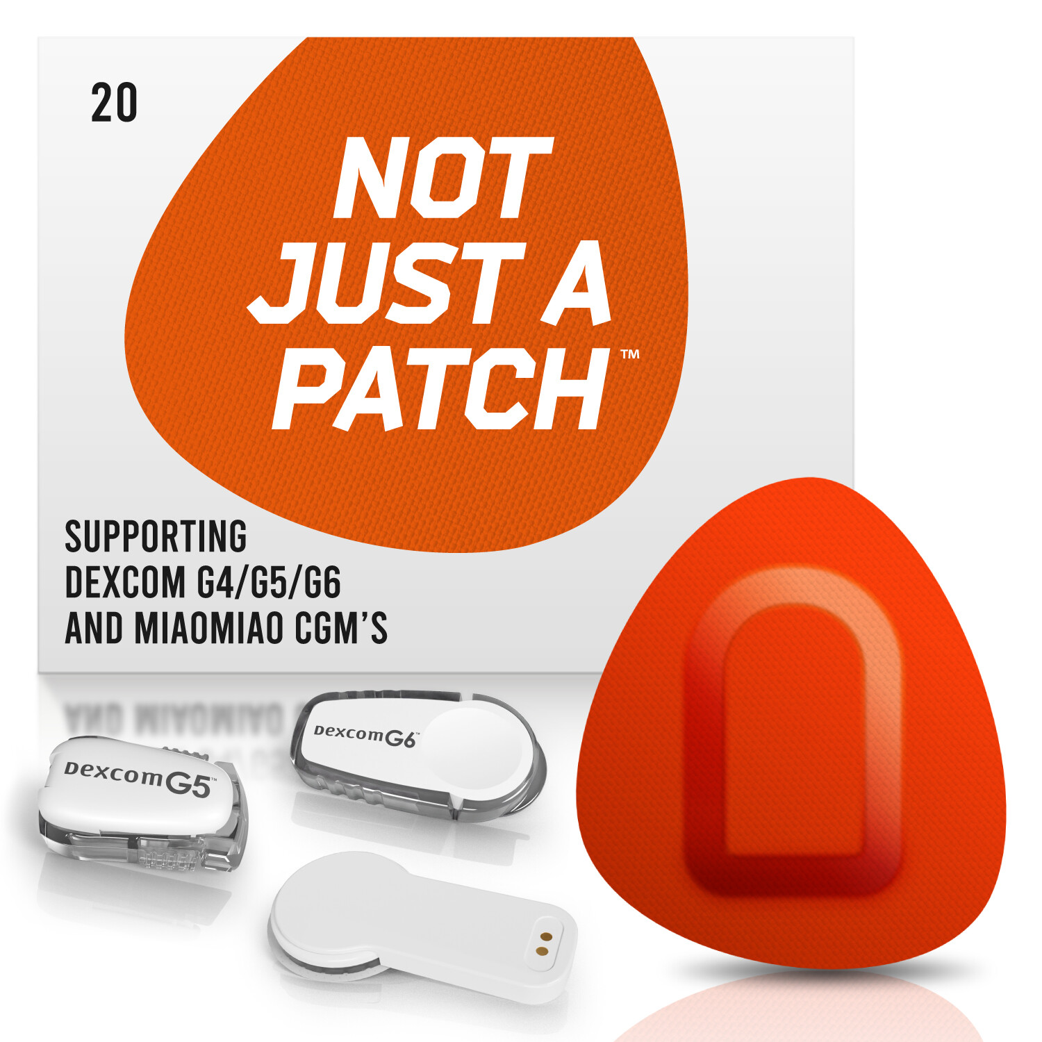 Not Just a Patch CGM Patch Dexcom G4/G5/G6 MiaoMiao Libre Covers Orange 20 Pack