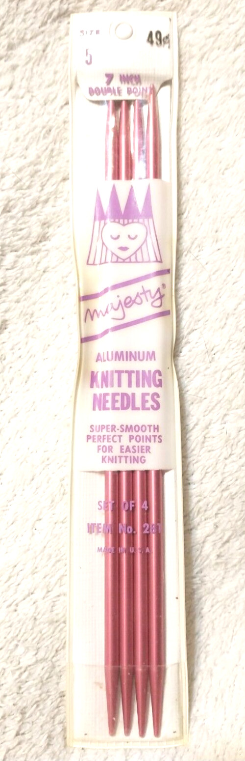 Knitting Aluminum Needles Vtg Majesty 4 Double Point Set Of 4 - Size US 5 - 7"