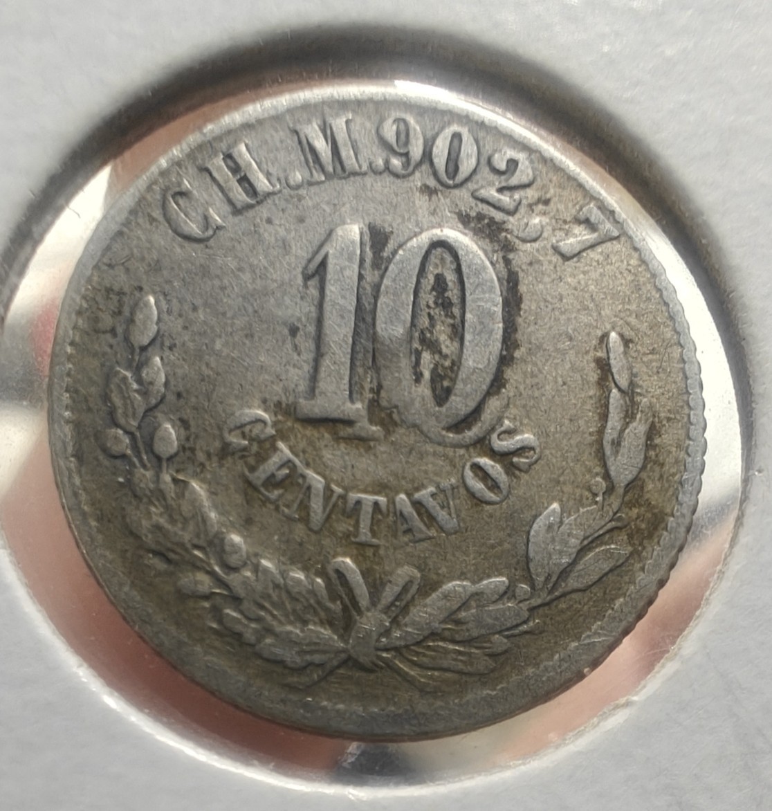Mexico 1883 ERROR 10 centavos CH M Chihuahua only 9000 Mint
